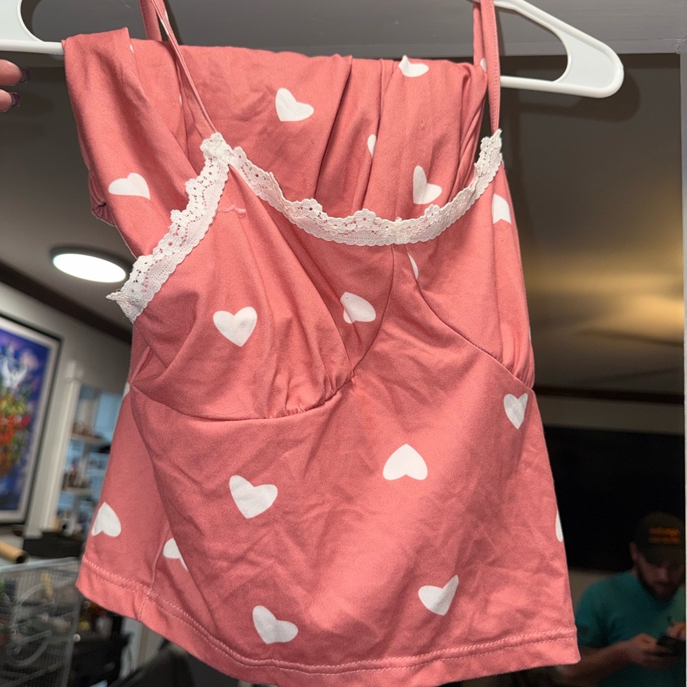 SHEIN Pink Heart Pajama Top